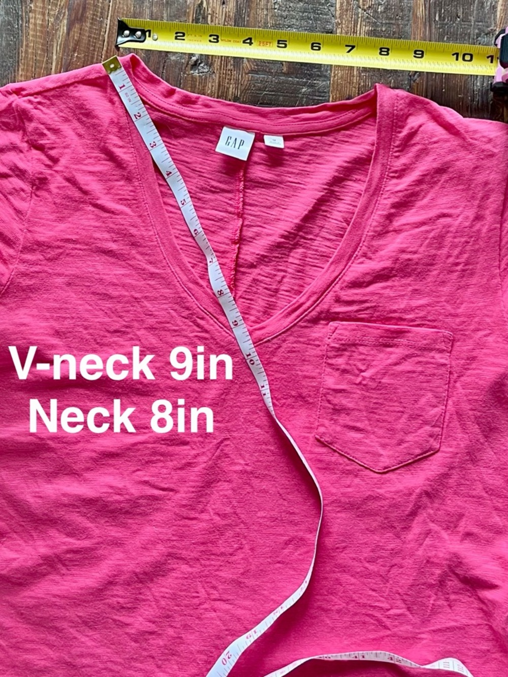 GAP Azalea Pink V-Neck Tee Dress Sz M - Picture 6 of 9